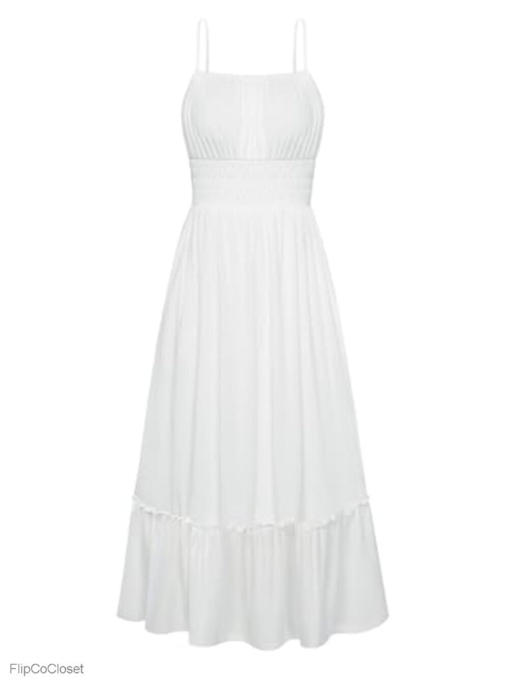 Maxi Dress Adjustable Straps Ruched Bust Smocked Waist Pockets Sleeveless